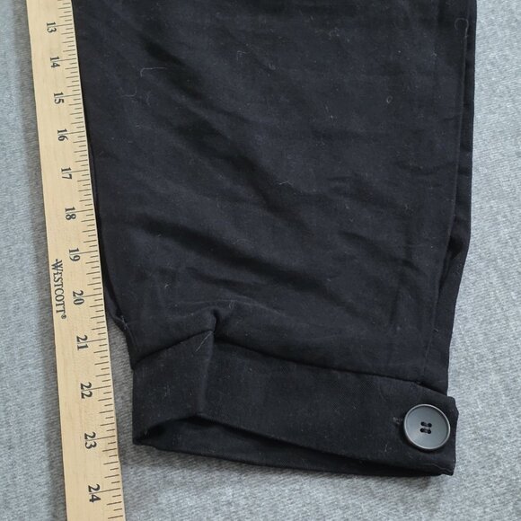 Zara Pants Womens M Black Balloon Cropped Button Hem Pleated Pockets Grunge Goth - Picture 8 of 16